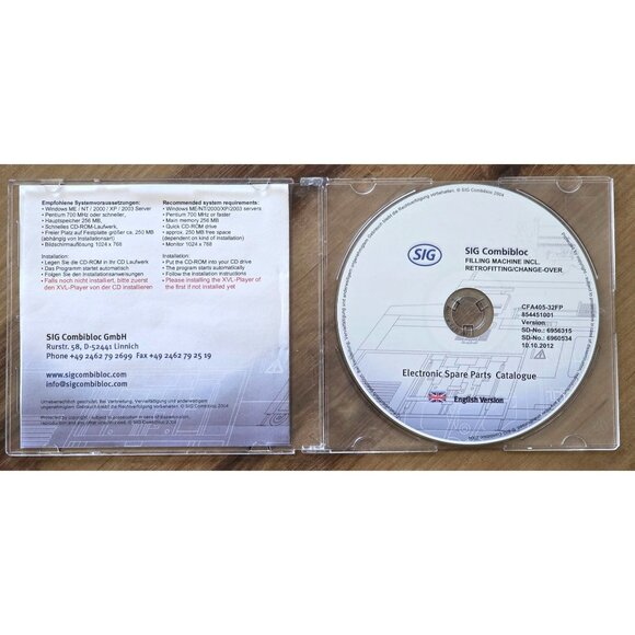 SIG Combibloc Filling Machine CFA405-32FP Electronic Spare Parts Catalogue Disc - Picture 2 of 5